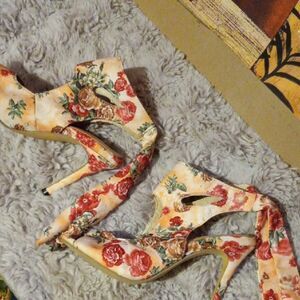 Floral High Heel Women's Shoes